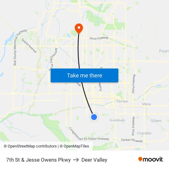 7th St & Jesse Owens Pkwy to Deer Valley map