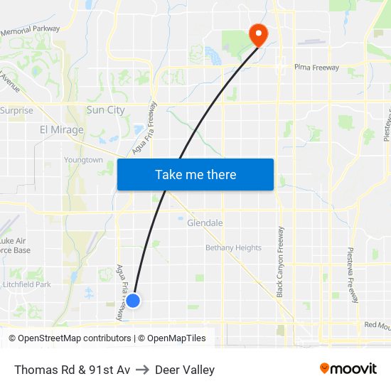 Thomas Rd & 91st Av to Deer Valley map