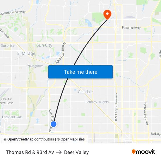 Thomas Rd & 93rd Av to Deer Valley map