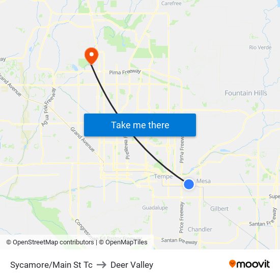 Sycamore/Main St Tc to Deer Valley map