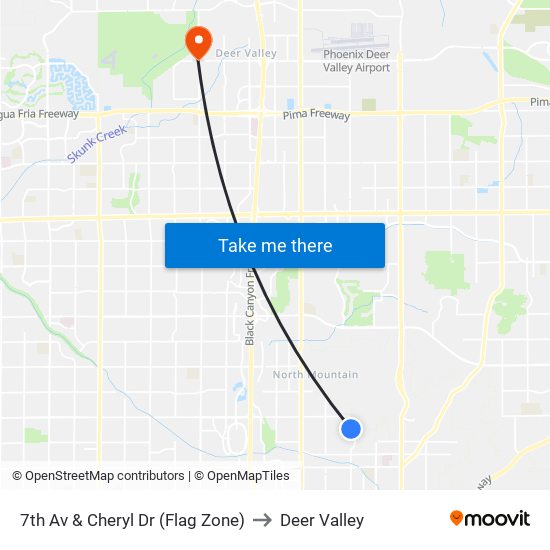 7th Av & Cheryl Dr (Flag Zone) to Deer Valley map