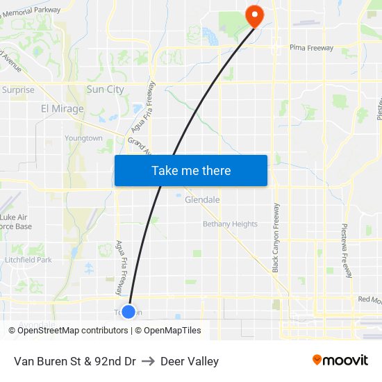 Van Buren St & 92nd Dr to Deer Valley map