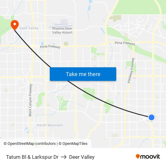 Tatum Bl & Larkspur Dr to Deer Valley map