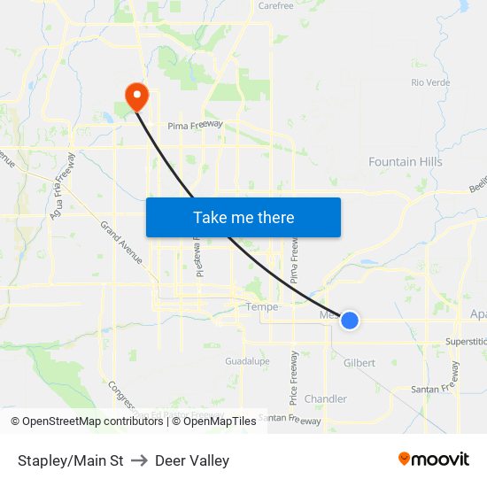 Stapley/Main St to Deer Valley map