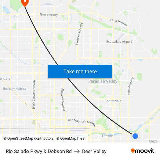 Rio Salado Pkwy & Dobson Rd to Deer Valley map