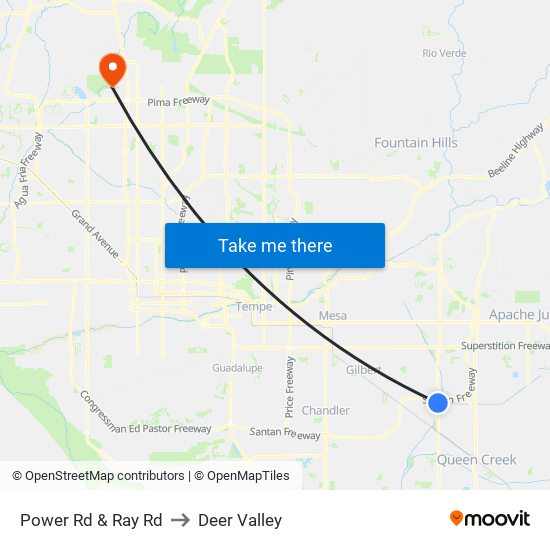 Power Rd & Ray Rd to Deer Valley map