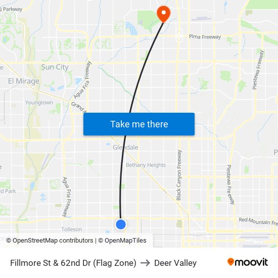 Fillmore St & 62nd Dr (Flag Zone) to Deer Valley map