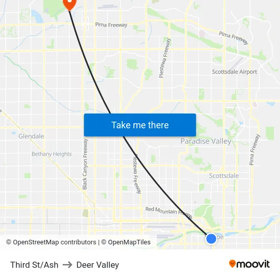 Third St/Ash to Deer Valley map