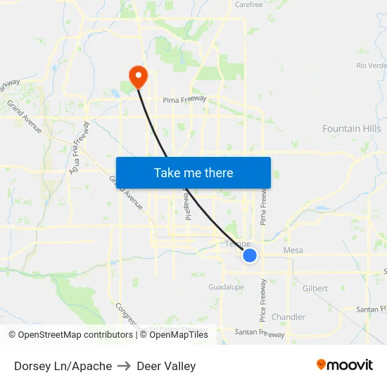 Dorsey Ln/Apache to Deer Valley map