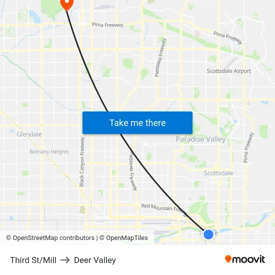Third St/Mill to Deer Valley map
