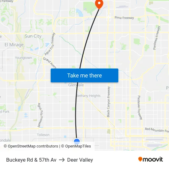 Buckeye Rd & 57th Av to Deer Valley map
