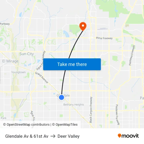 Glendale Av & 61st Av to Deer Valley map