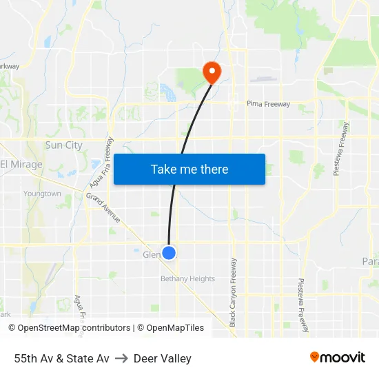 55th Av & State Av to Deer Valley map