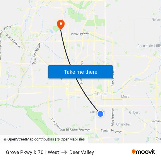 Grove Pkwy & 701 West to Deer Valley map