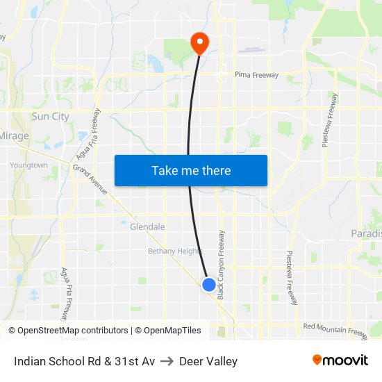 Indian School Rd & 31st Av to Deer Valley map