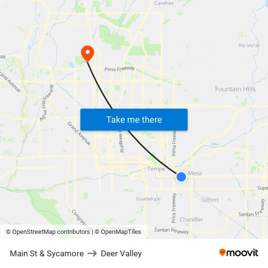 Main St & Sycamore to Deer Valley map