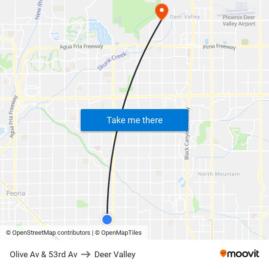 Olive Av & 53rd Av to Deer Valley map