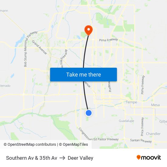 Southern Av & 35th Av to Deer Valley map