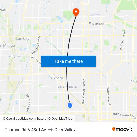 Thomas Rd & 43rd Av to Deer Valley map