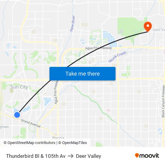 Thunderbird Bl & 105th Av to Deer Valley map