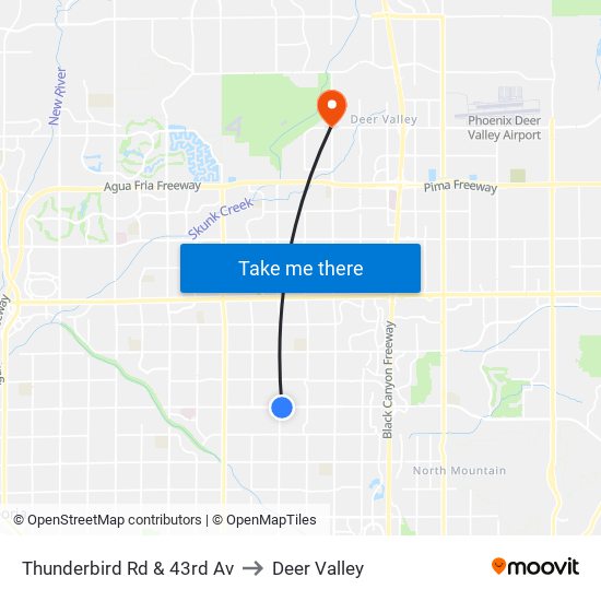 Thunderbird Rd & 43rd Av to Deer Valley map