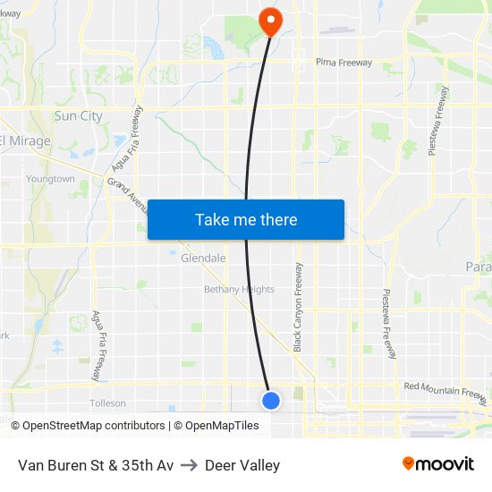 Van Buren St & 35th Av to Deer Valley map