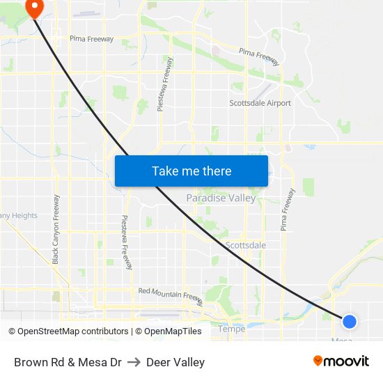 Brown Rd & Mesa Dr to Deer Valley map