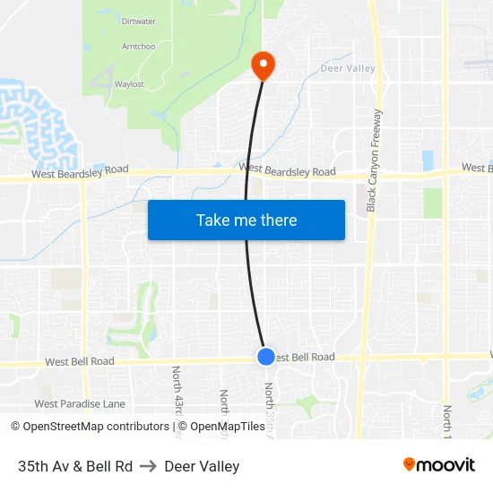 35th Av & Bell Rd to Deer Valley map