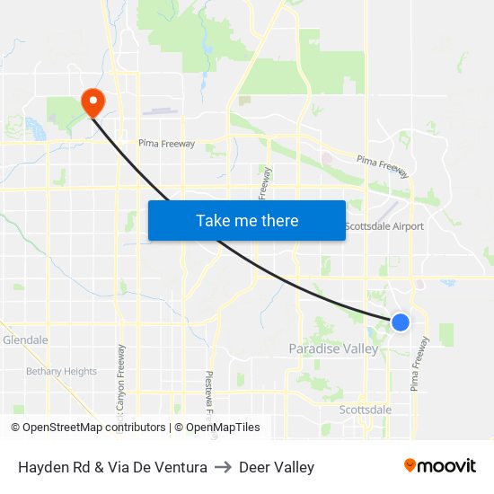 Hayden Rd & Via De Ventura to Deer Valley map