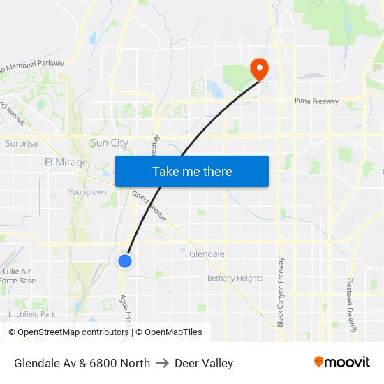 Glendale Av & 6800 North to Deer Valley map