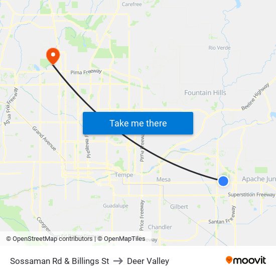 Sossaman Rd & Billings St to Deer Valley map