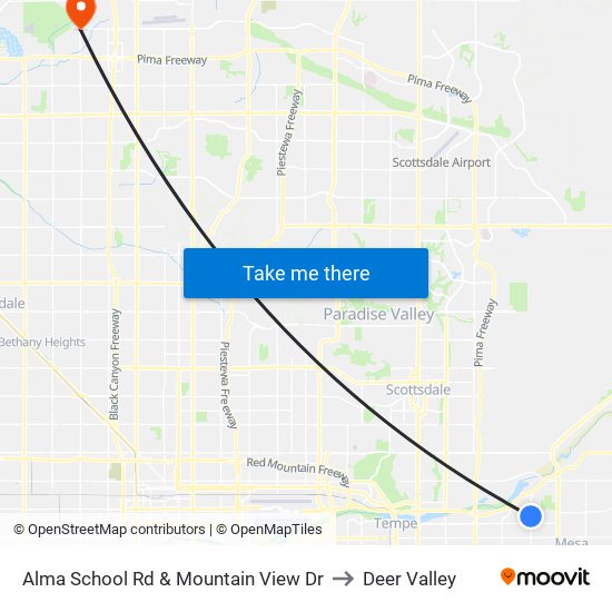 Alma School Rd & Mountain View Dr to Deer Valley map