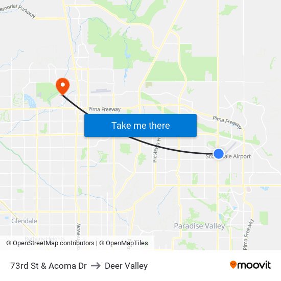 73rd St & Acoma Dr to Deer Valley map