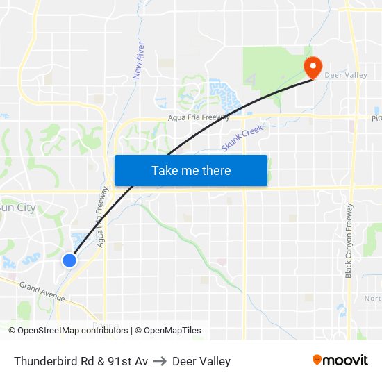 Thunderbird Rd & 91st Av to Deer Valley map