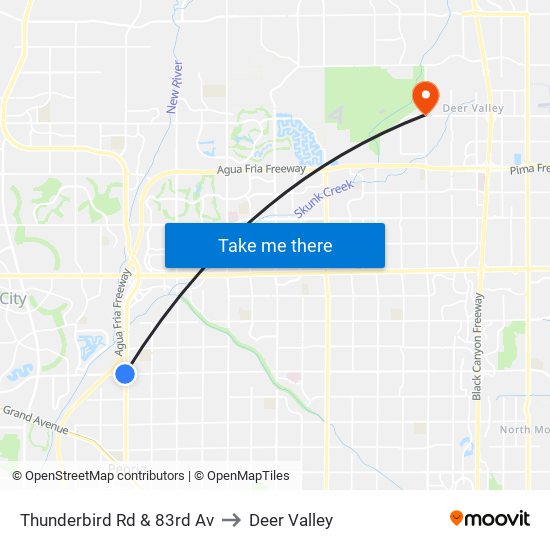 Thunderbird Rd & 83rd Av to Deer Valley map