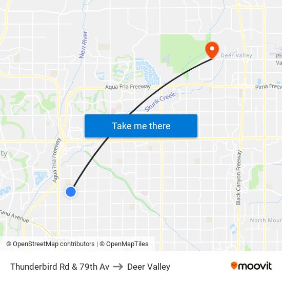 Thunderbird Rd & 79th Av to Deer Valley map