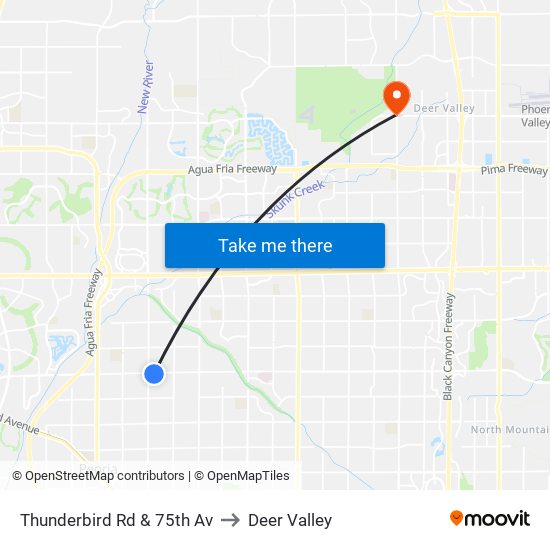 Thunderbird Rd & 75th Av to Deer Valley map
