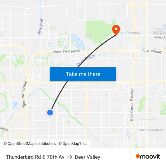 Thunderbird Rd & 70th Av to Deer Valley map