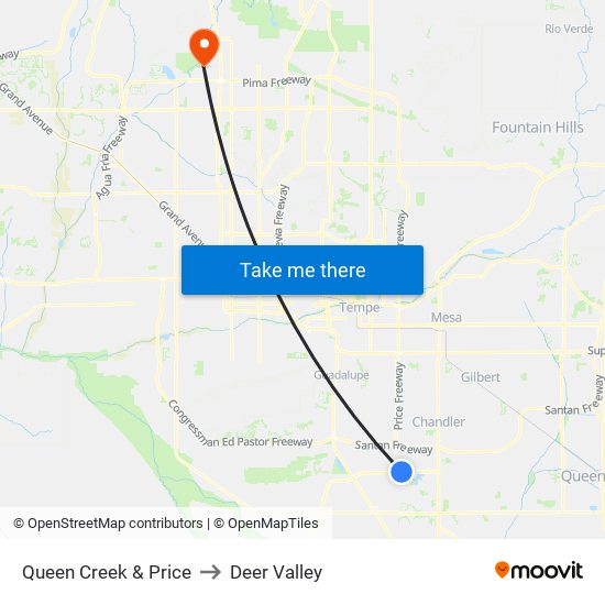 Queen Creek & Price to Deer Valley map