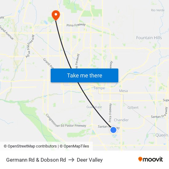 Germann Rd & Dobson Rd to Deer Valley map