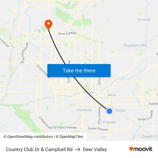 Country Club Dr & Campbell Rd to Deer Valley map