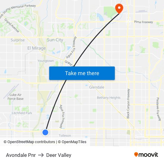 Avondale Pnr to Deer Valley map