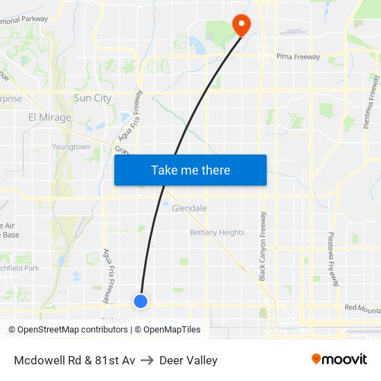 Mcdowell Rd & 81st Av to Deer Valley map