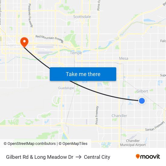 Gilbert Rd & Long Meadow Dr to Central City map