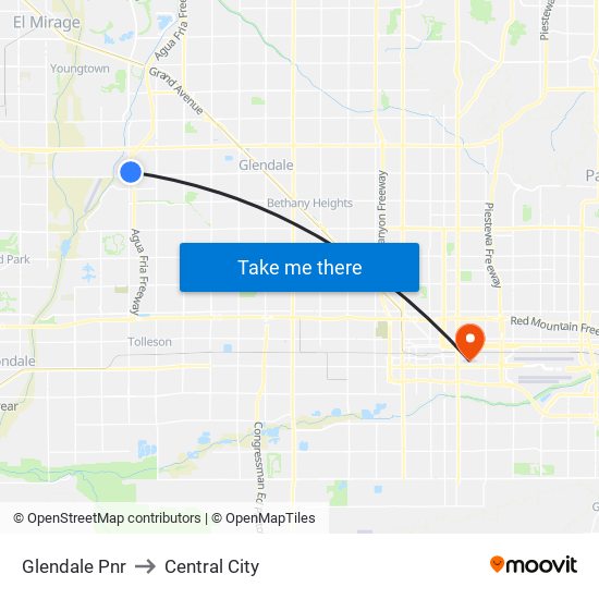 Glendale Pnr to Central City map