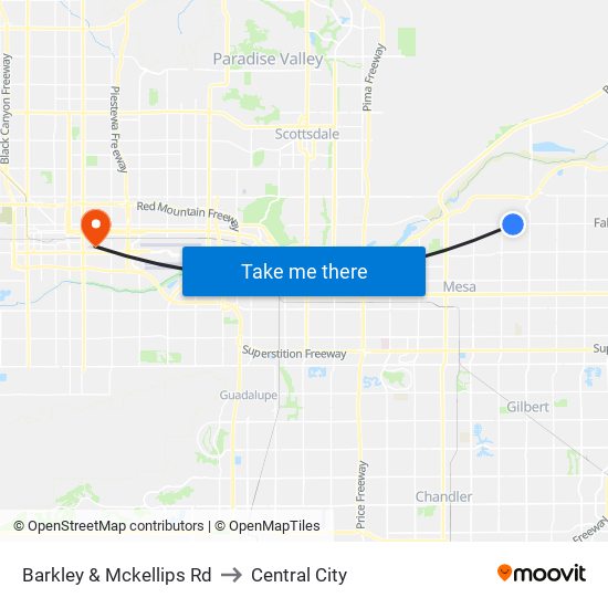 Barkley & Mckellips Rd to Central City map