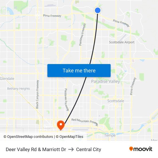 Deer Valley Rd & Marriott Dr to Central City map