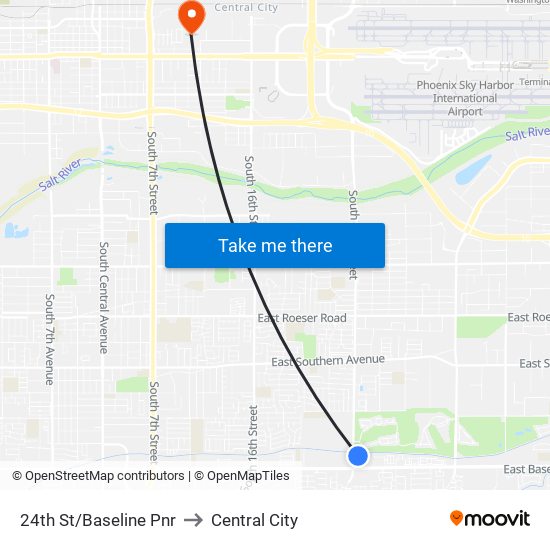 24th St/Baseline Pnr to Central City map