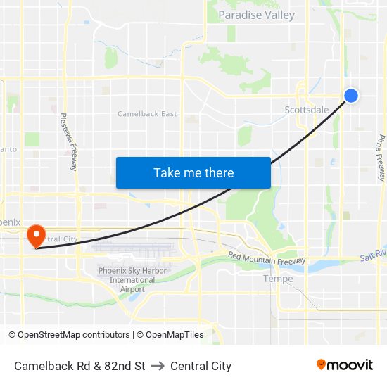 Camelback Rd & 82nd St to Central City map