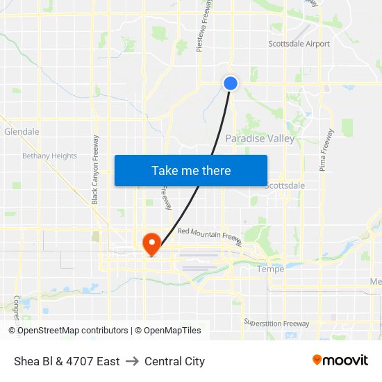 Shea Bl & 4707 East to Central City map